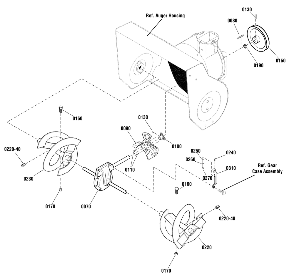 Auger Drive Group Diagram and Parts List for 1696230-00-CH842100SE  Briggs and Stratton Snow Blower